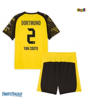 Borussia Dortmund Yan Couto #2 Echipament de Fotbal Replică 2025-26 Copii Acasa (+ Șorturi)